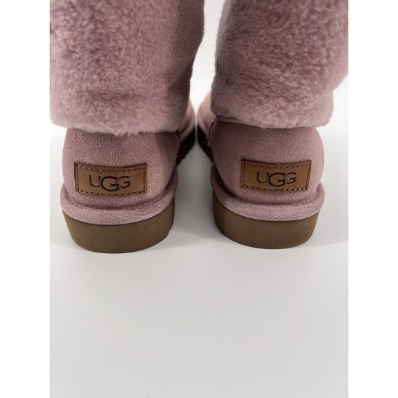 UGG Boots Size 7 Classic Fur  Sherpa Cuff‎ Pink Crystal Festival Boho Coquette - Picture 4 of 12